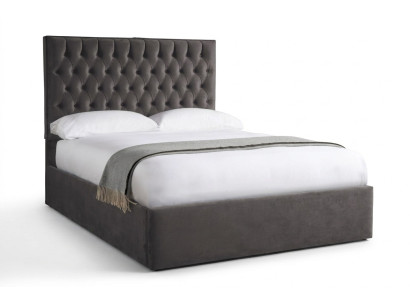Chesterfield Gray Luxury Velvet Textile Bed Double Design 180x200cm Beds New