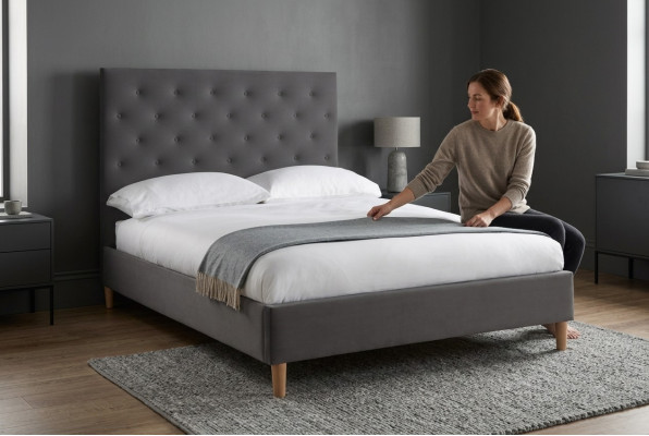 Bed Cushion Design Luxury Double Hotel Beds Sleeping Room Chesterfield Gray