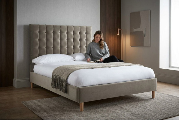 Gray luxury Chesterfield double bed upholstered bed bedroom bed