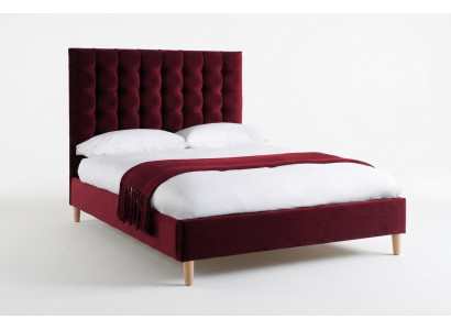 Red luxury velvet textile bed double design Chesterfield 180x200cm beds new