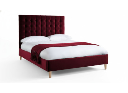 Red Luxury Velvet Textile Bed Double Design Chesterfield Classic Beds New