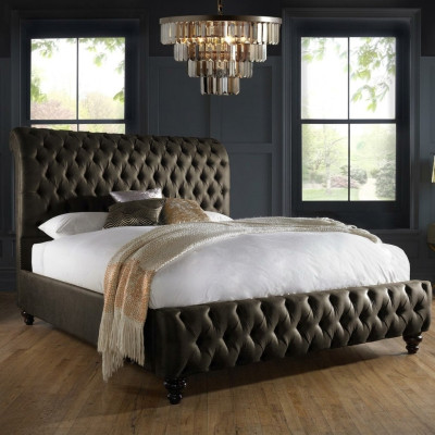 Chesterfield Textile Bed Bedroom Beds Double Upholstered 140/160/180/200 cm