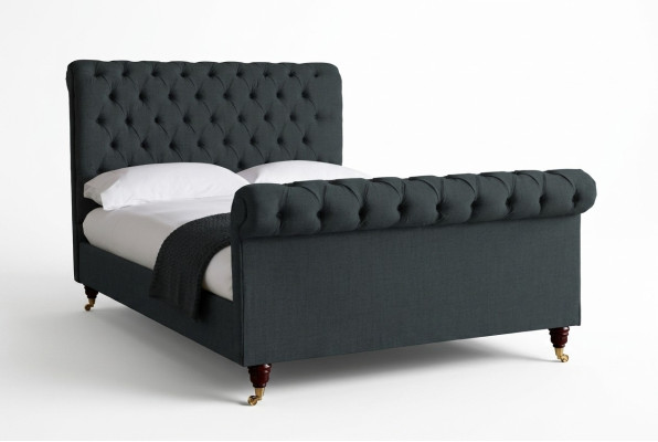 Chesterfield Design Upholstered English Double Bed Black 140/160/180x200 Beds