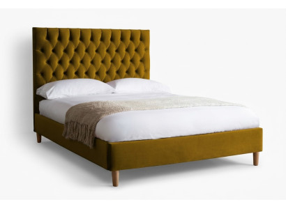 Chesterfield Design Upholstered English 140/160/180x200 Beds Double Bed Yellow