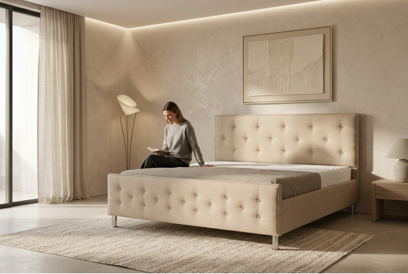 Chesterfield Bed Upholstered Bed Luxury Double Bedroom Designer Bed Beds New