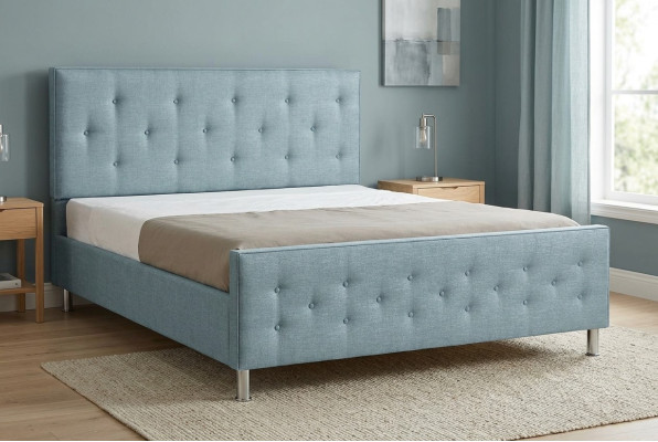 Chesterfield Design English 140/160/180x200 Beds Double Bed Turquoise Upholstery