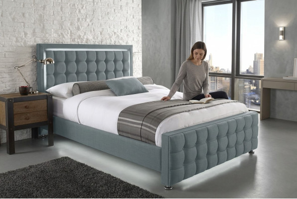 Chesterfield grey double bed designer luxury bedroom beds noble equipment