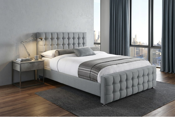 Chesterfield grey double bed designer luxury bedroom beds noble equipment