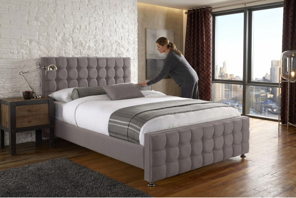 English gray Chesterfield double bed designer bedroom beds