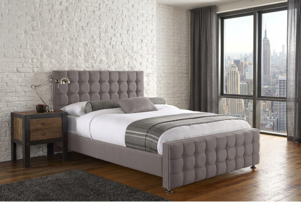 English gray Chesterfield double bed designer bedroom beds