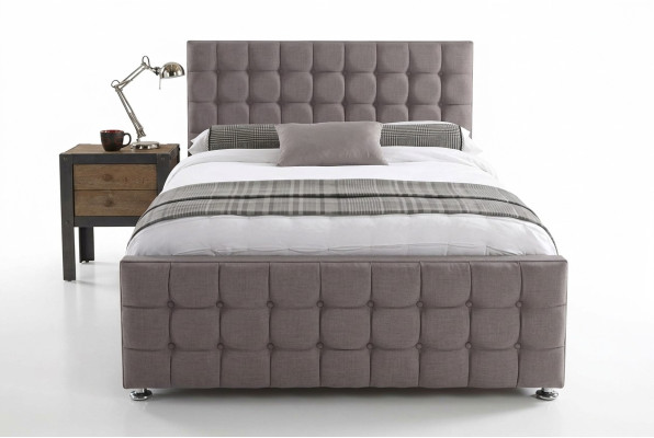 English gray Chesterfield double bed designer bedroom beds