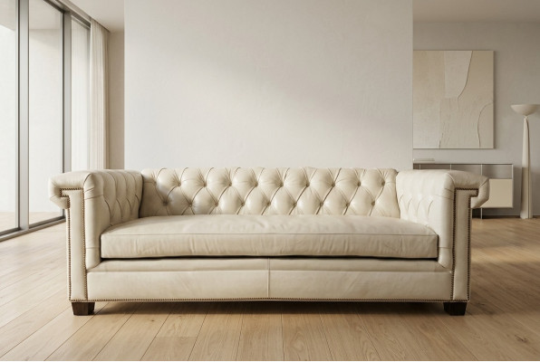Chesterfield Luxury Sofa Upholstered Seat Leather Suite 3-2-1 Seater Couches