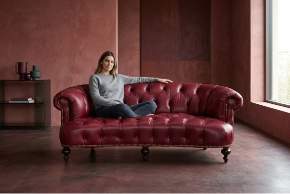 Designer Chesterfield Three-seater Couch Pink Sofa Luxury Design
