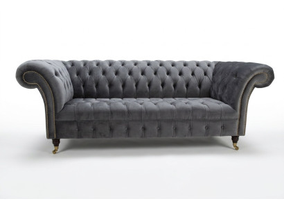 Modern Chesterfield Gray 3-Seater Stylish Living Room 3-Seater Couch