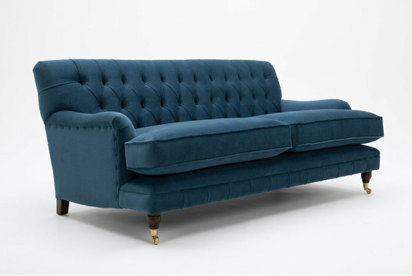 Blue Modern Chesterfield Three-Seater Luxury 3-Seater Couch Living Room Sofa