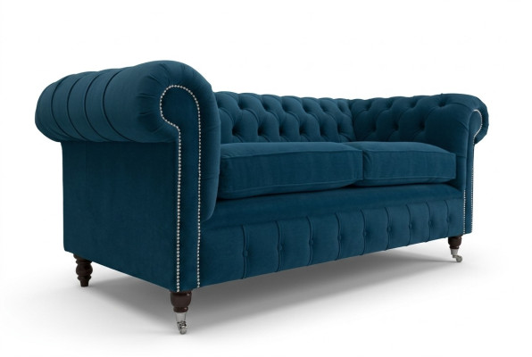 Blue luxury Chesterfield upholstered three-seater designer 3-seater couch