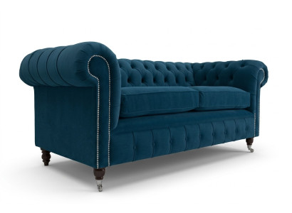 Blue luxury Chesterfield upholstered three-seater designer 3-seater couch