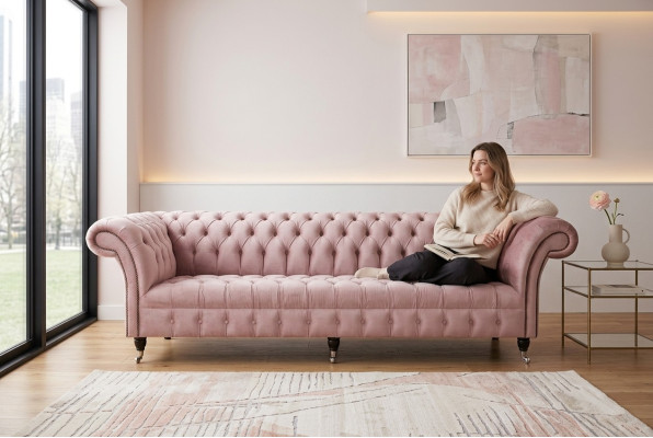 Chesterfield Couch XXL big sofa couches velvet leather fabric upholstery 4-seater new