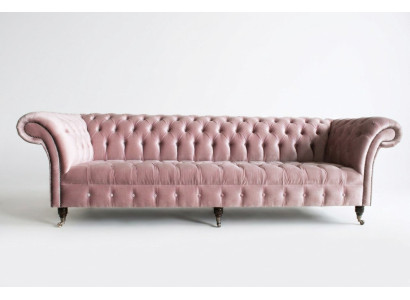 Chesterfield Couch XXL big sofa couches velvet leather fabric upholstery 4-seater new