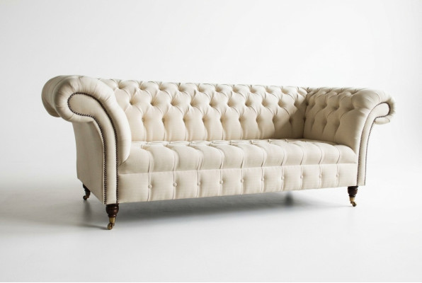 Modern beige Chesterfield 3-seater sofa living room couch