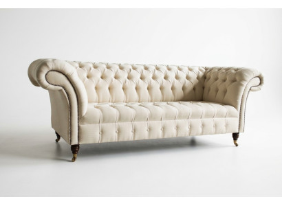 Modern beige Chesterfield 3-seater sofa living room couch