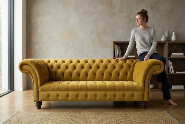 Textile Sofa 3-Seater Sofa Upholstered Sofas Design Luxury Couch Furniture Three-Seater New