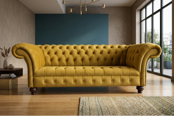 Textile Sofa 3-Seater Sofa Upholstered Sofas Design Luxury Couch Furniture Three-Seater New