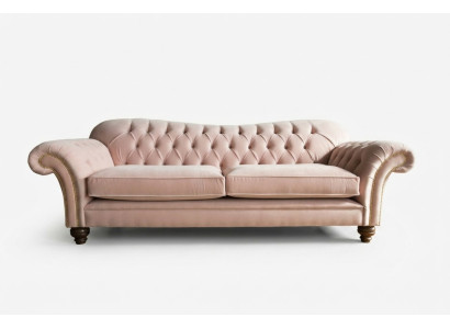 Classic Chesterfield Couch 4-Seater Sofa Velvet Leather Design Pink 240cm