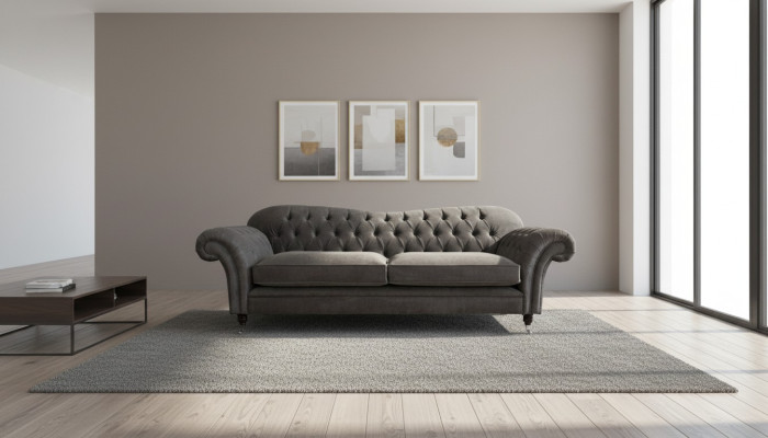 Chesterfield Fabric Sofa Couch Sofa Set 4-Seater Suite Design Modern Sofa