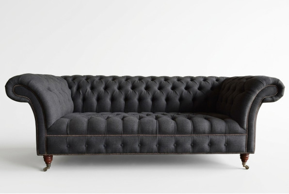 Gray Chesterfield Three-Seater Luxury Living Room Sofa