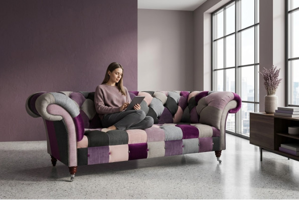 Chesterfield Sofa 3-Seater Upholstered Designer Couches Sofas Set Three-Seater