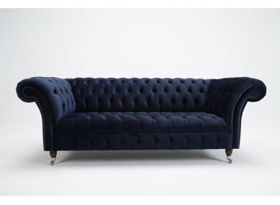 Dark blue Chesterfield three-seater modern living room luxury couch
