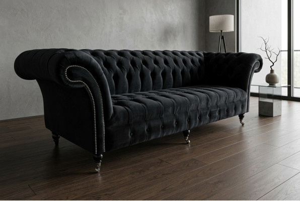 Black Modern Four-Seater Luxury 4-Seater Living Room Sofa