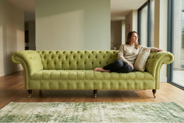 Classic Chesterfield Sofa 4-Seater Sofas Couches Leather Green Design Upholstery