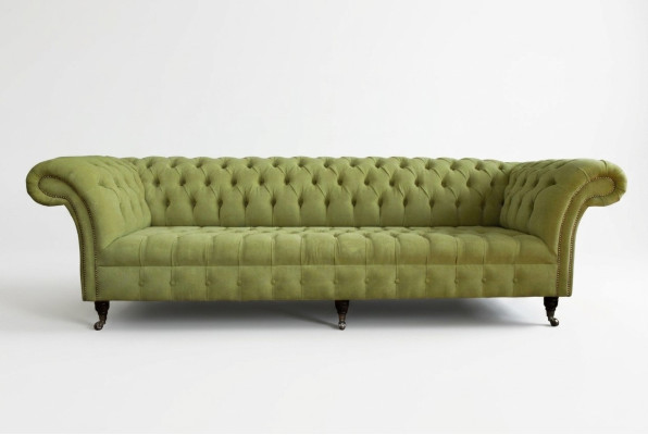 Classic Chesterfield Sofa 4-Seater Sofas Couches Leather Green Design Upholstery