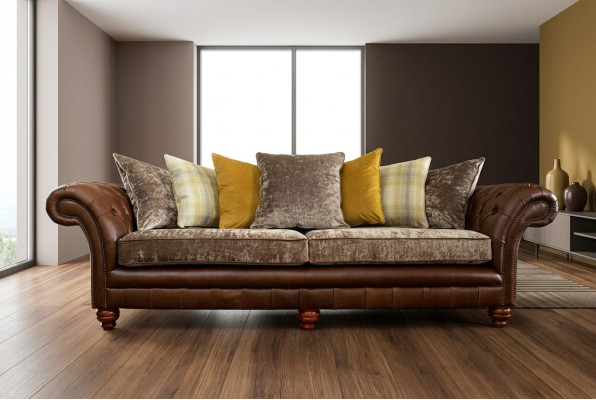 Classic Chesterfield Sofa 4 Seater Sofas Couches Leather Brown Design Upholstery