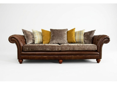 Classic Chesterfield Sofa 4 Seater Sofas Couches Leather Brown Design Upholstery