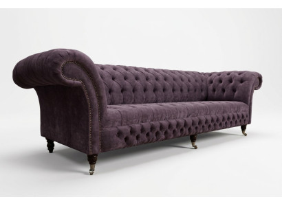 Classic Chesterfield Sofa 4-Seater Sofas Upholstered Couches Leather Brown Design