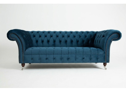 Chesterfield 3-seater upholstered couch leather fabric sofa couches textile modern style