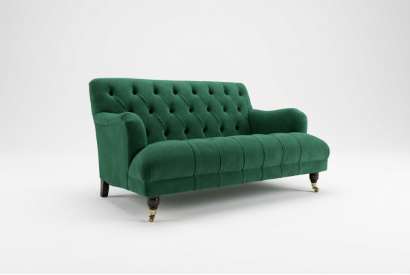 Chesterfield 2-seater upholstered couch leather sofa modern style green fabric