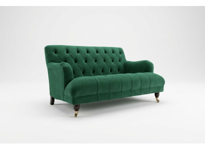 Chesterfield 2-seater upholstered couch leather sofa modern style green fabric