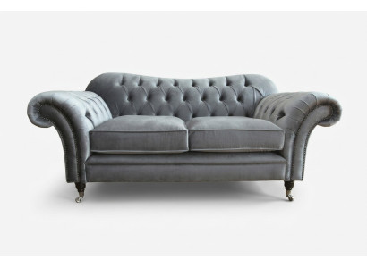 Chesterfield Original Sofa Textile Sofas Couches Fabric Gray 200cm Couch