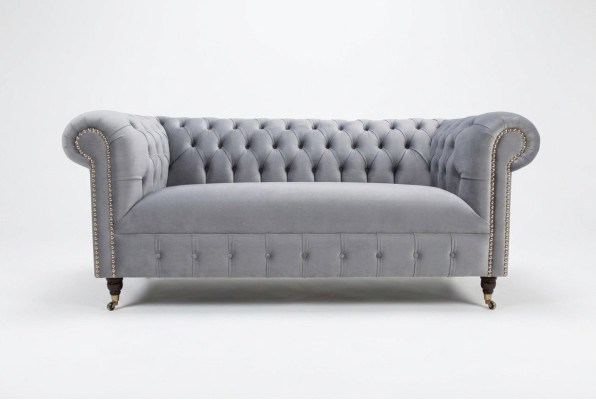 Gray Chesterfield Upholstered 3-Seater Modern Living Room Sofa