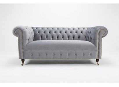 Gray Chesterfield Upholstered 3-Seater Modern Living Room Sofa