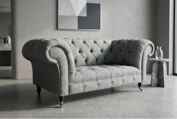 Luxury 2-seater couch upholstered sofa leather fabric couches Chesterfield suite new