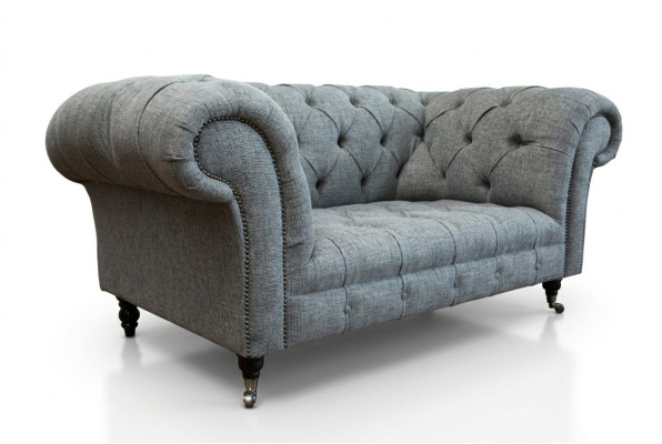 Luxury 2-seater couch upholstered sofa leather fabric couches Chesterfield suite new