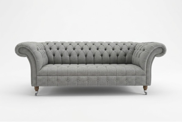 Living room Chesterfield sofa design fabric couches sofas three-seater gray couch