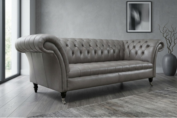 Gray Chesterfield three-seater exclusive living room couch