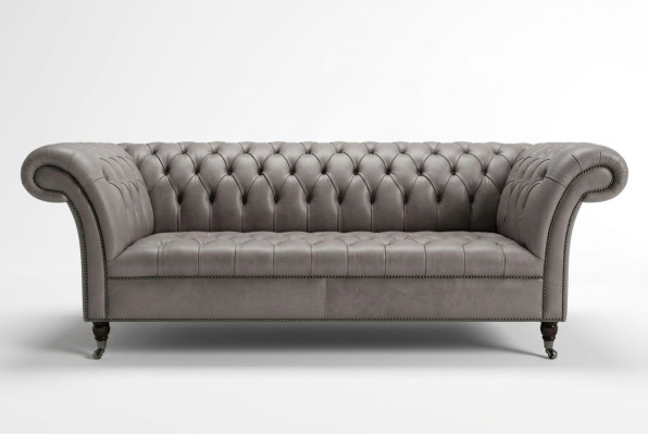 Gray Chesterfield three-seater exclusive living room couch