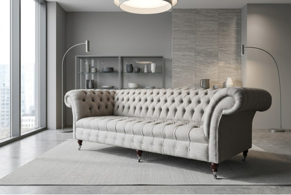 Textile sofa fabric couch Chesterfield big sofas XXL couches seat 265cm upholstery